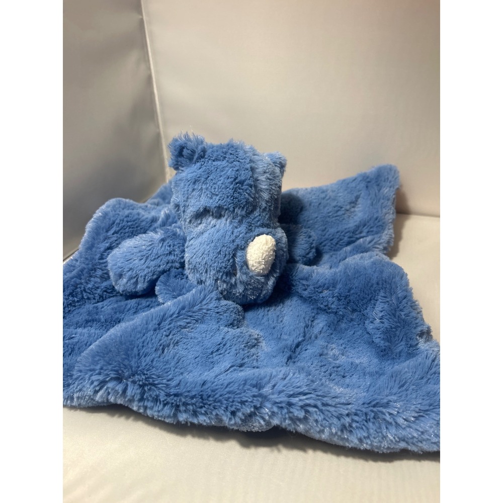 Just Born Blue Bear Security Blanket Plush Lovey Faux Fur JB1848609B